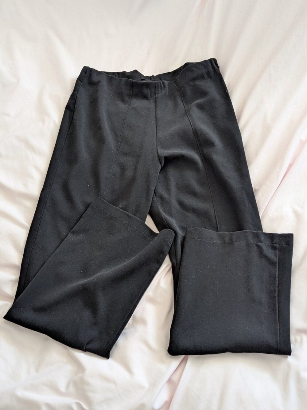 Lace Black Seam Detail Flare Leg Trousers Side Zip